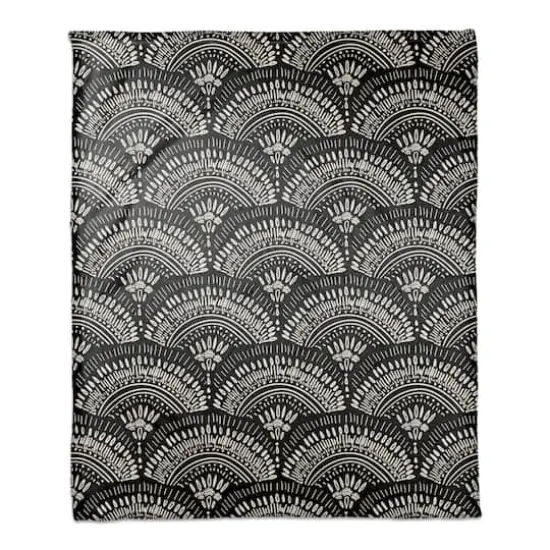 50" x 60" Bohemian Sketch Pattern Coral Fleece Blanket {1}