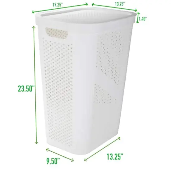 Mind Reader 60L Perforated Plastic Laundry Hamper with Lid White {4}