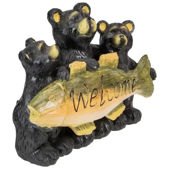 10" Bear Family Trio Welcome Sign Outdoor Garden Statue {4}