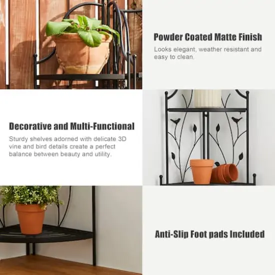 Glitzhome&reg; 4ft. Metal 4-Tiered Corner Shelf Stand Black {5}