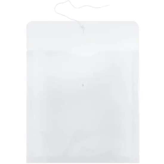 JAM Paper Large Clear Square Plastic Envelopes with Button & String Tie Closure, 12ct. {3}