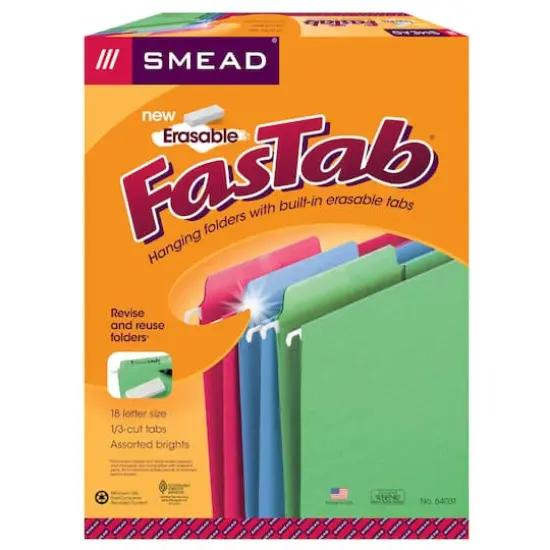 Smead&reg; Erasable FasTab&reg; Hanging File Folders, 18ct. {1}