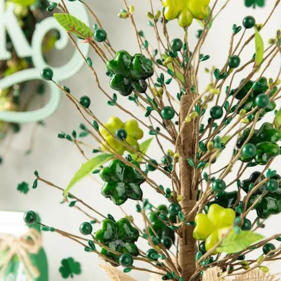 Glitzhome&reg; 18" St Patrick's Shamrock and Berry Table Tree {6}
