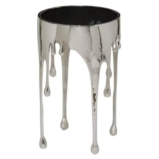 24" Silver Contemporary Aluminum Accent Table {1}