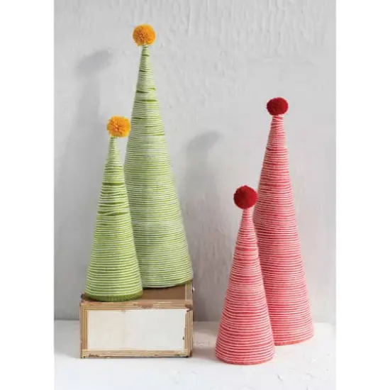 Hello Honey&reg; Wool Yarn Wrapped Tree with Pom Pom Green {3}