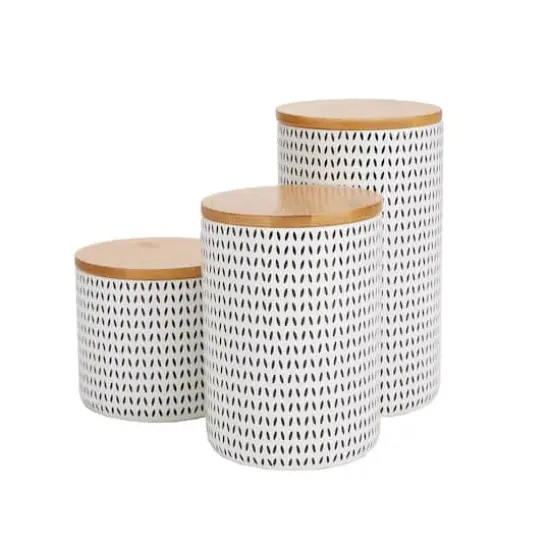 Mind Reader Blue Round Ceramic Canister Set with Lids, 3ct. {1}