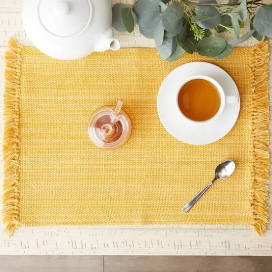 DII&reg; Variegated Apricot Fringe Placemats, 6ct. {4}