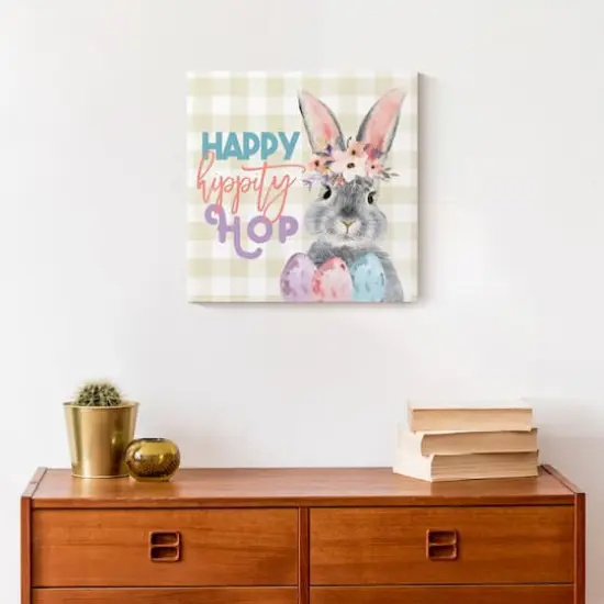 Happy Hippity Hop 12" x 12" Canvas Wall Art {5}