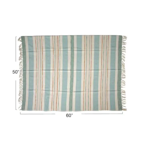 Hello Honey&reg; 60" Multicolor Striped Woven Cotton & Linen Throw with Fringe {6}