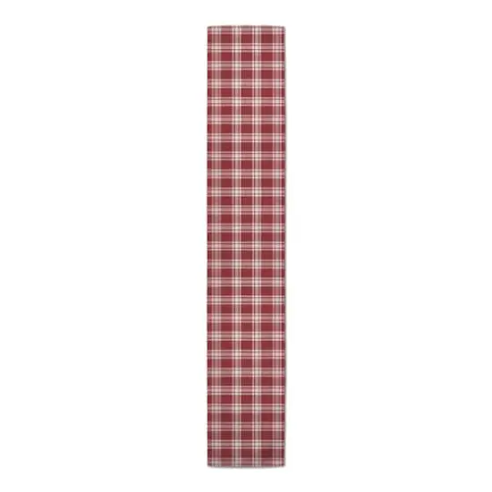 Faded Plaid Indoor/Outdoor Table Runner Red {1}