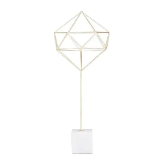 CosmoLiving by Cosmopolitan Gold Marble Contemporary Sculpture, 22" x 9" x 9" {6}