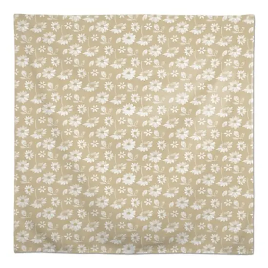 5ft. Tan & White Floral Tablecloth {1}