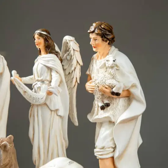 Glitzhome&reg; Ivory Resin Nativity Figurine Set {6}