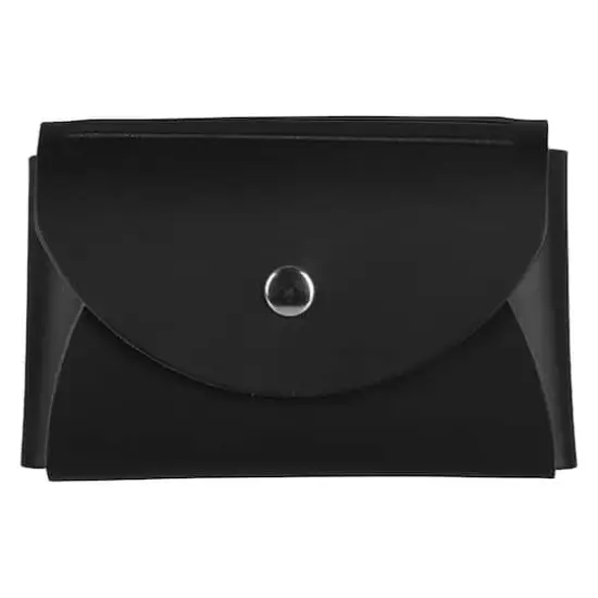 JAM Paper Italian Leather Business Card Holder Case with Round Flap Black {1}