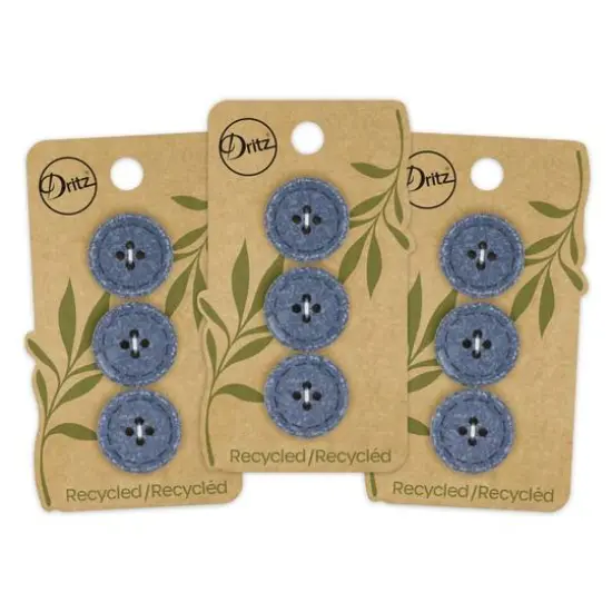 Dritz&reg; 20mm Recycled Cotton Round Stitch Button, 9ct. Blue {9}