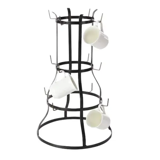 16" & 24" Black Metal Farmhouse Mug Holder Set {8}