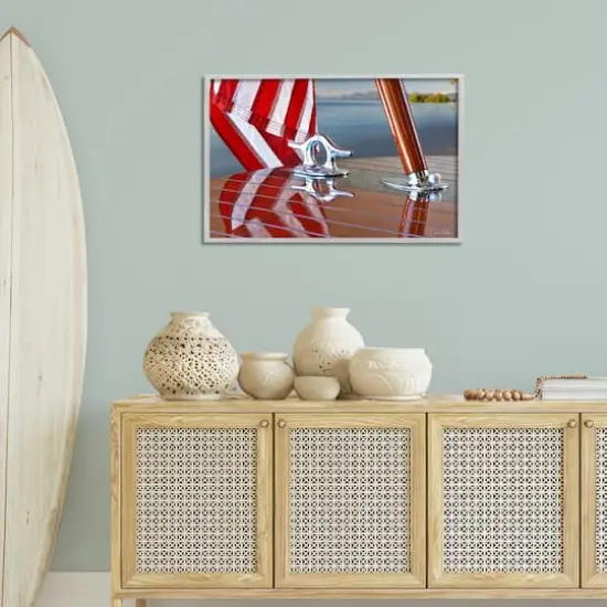 Stupell Industries Flag On Boat Hull Framed Giclee Art Gray {3}