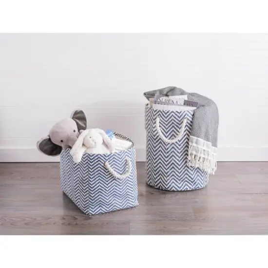 DII&reg; 20" Chevron Print Woven Paper Storage Bin Aqua {7}