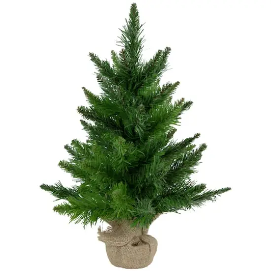 18" Unlit Mini Balsam Pine Medium Artificial Christmas Tree in Burlap Base {1}