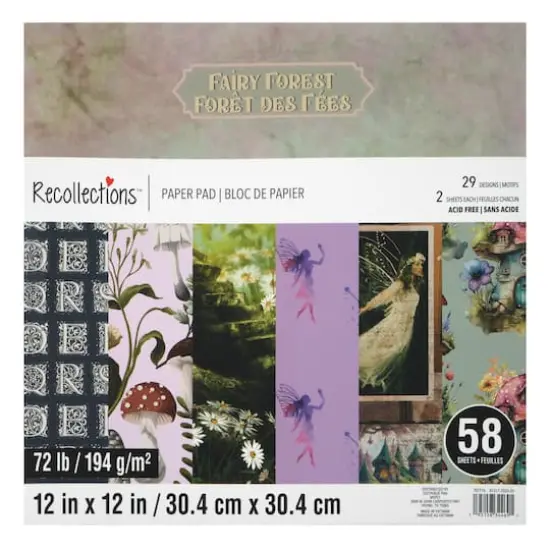 12" x 12" Fairy Forest Paper Pad by Recollections&trade;, 58 Sheets {1}