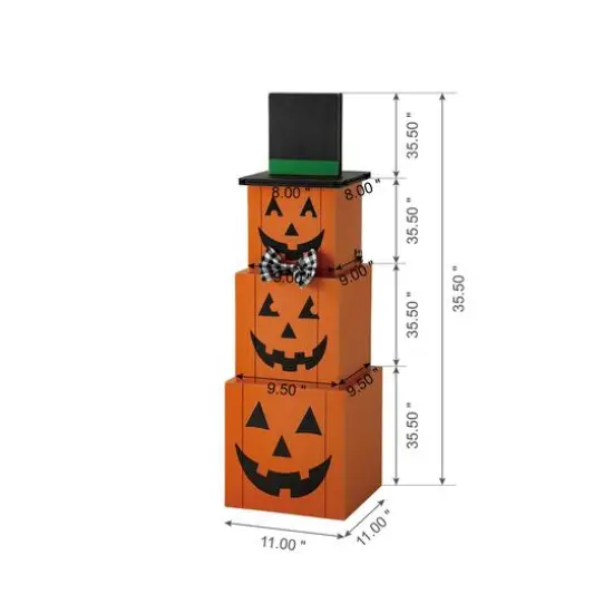Glitzhome&reg; 36" Double Sided Stacked Pumpkins Halloween Porch Decor {6}