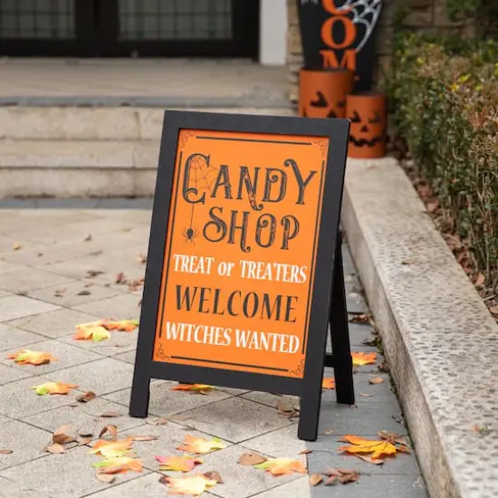 Glitzhome® 24" Halloween Wooden "Candy Shop" Standing Or Hanging Easel Sign {3}