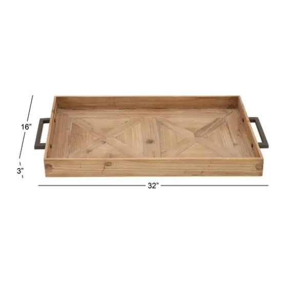 Natural Brown Wood Contemporary Tray {6}