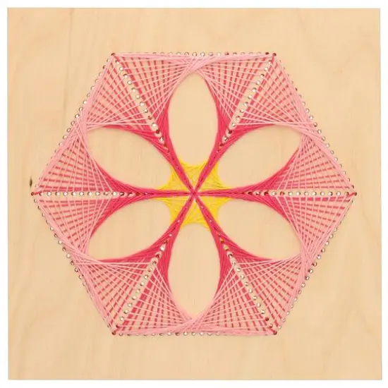 Leisure Arts&reg; Hexagon Flower Stitched String Art Shadow Box Kit {3}