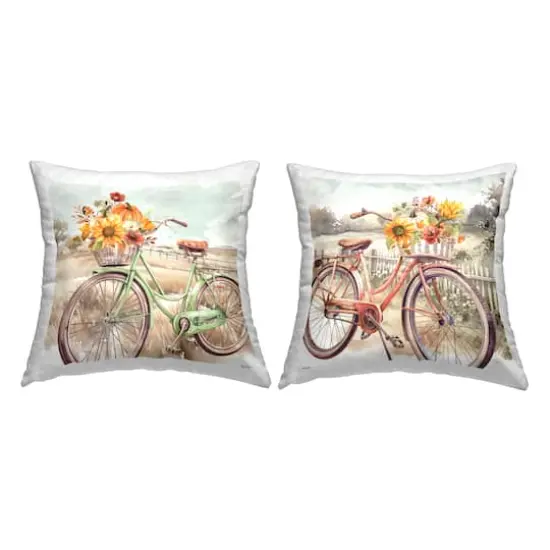 Stupell Industries Rustic Autumnal Bicycles Decorative Printed Throw Pillow {1}