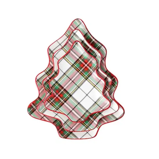 Plaid Ceramic Tree Plate Set by Ashland® {4}