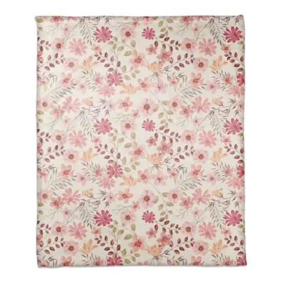 Mother's Day Florals Coral Fleece Blanket Pink {1}