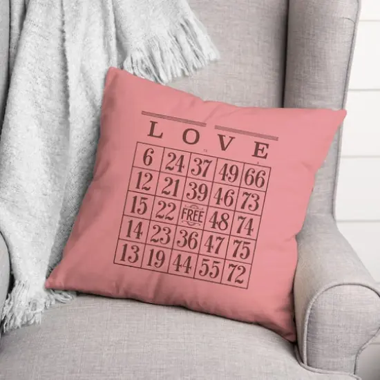 Valentine Bingo 18" x 18" Throw Pillow {3}