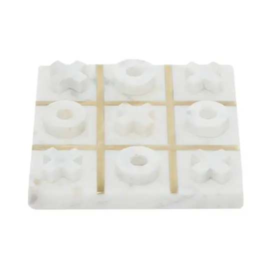 White Marble Tic-Tac-Toe Game Set {3}