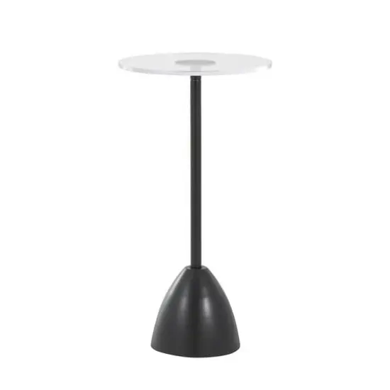 25.5" Black Metal Pedestal Accent Table with Clear Acrylic Tabletop {9}