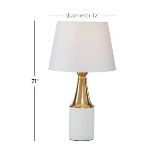 CosmoLiving by Cosmopolitan White Metal Traditional Table Lamp, 21" x 12" x 12" {7}