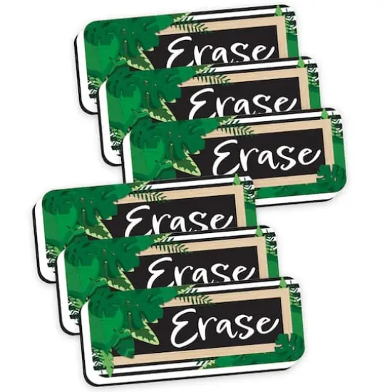 Ashley Productions Magnetic Boho Leaves Whiteboard Eraser with Border, 6ct. {1}