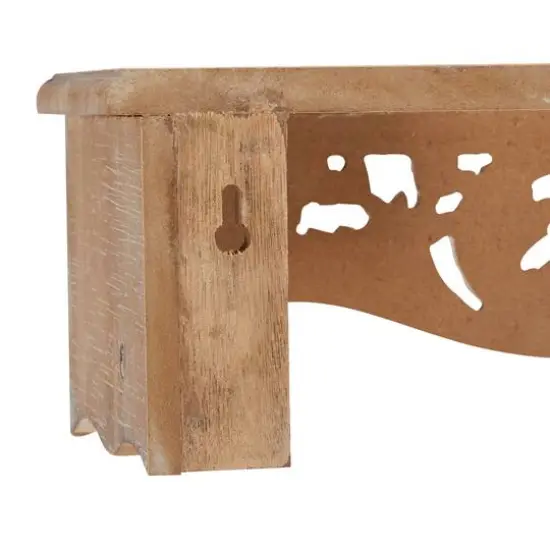 Set of 3 Brown Wood Vintage Wall Shelf, 19", 24", 28" {6}