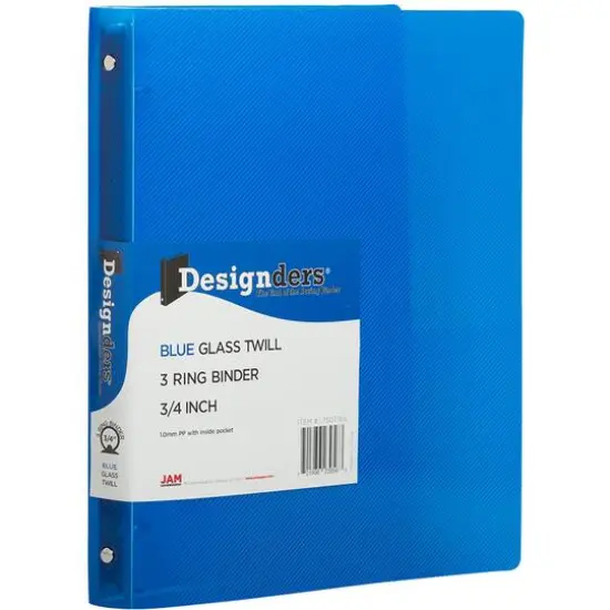 JAM Paper 3/4" Glass Twill Plastic 3-Ring Binders, 4ct. Blue {4}