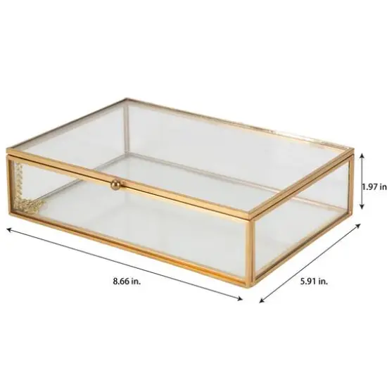 Home Details 9" Gold Vintage Glass Keepsake Box {5}