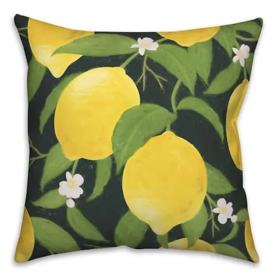Black and Yellow Lemon 18" x 18" Throw Pillow {1}