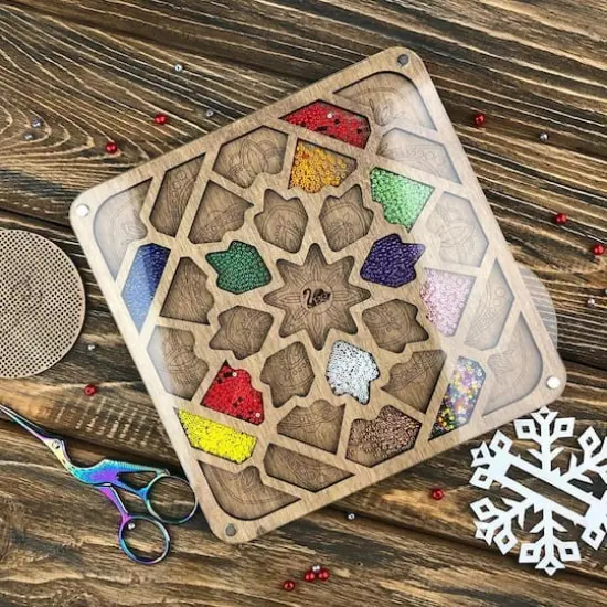 Wonderland Crafts 7.5" Intricate Mandala Bead Organizer with Transparent Cover {3}