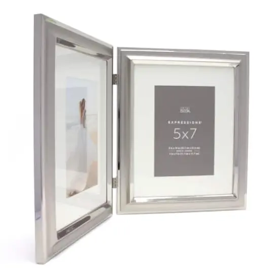 Expressions™ 2 Opening 5" x 7" Silver Hinged Frame with Mat by Studio Décor® {6}