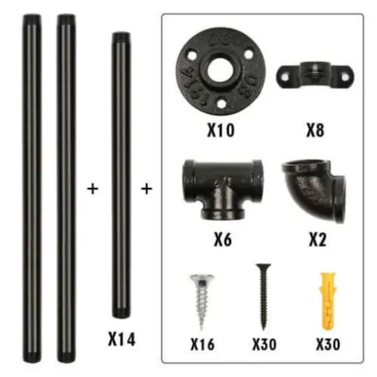 NEX&trade; 55" Black DIY Industrial Wall-Mounted Iron Pipe Open Bookshelf {5}