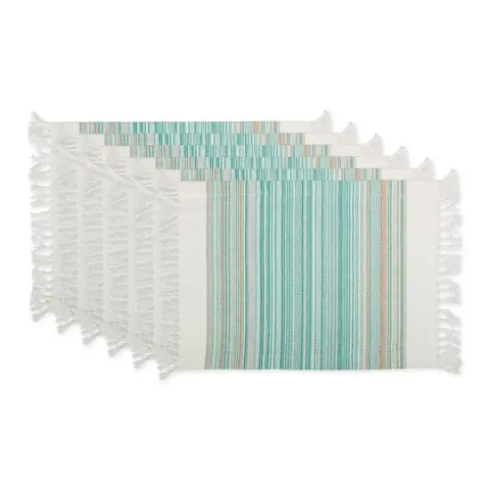 DII® 13" x 20" Fringed Striped Tabletoppers, 6ct. Teal Blue {1}