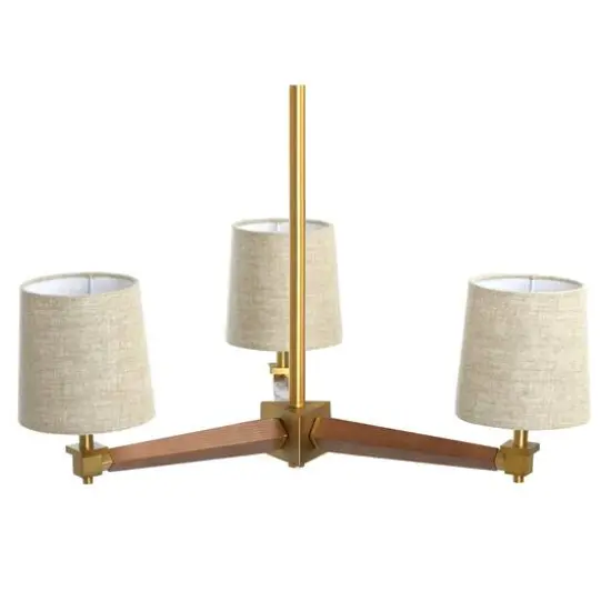 Hello Honey&reg; 37.5" Wood & Metal Chandelier with Linen Shades {9}