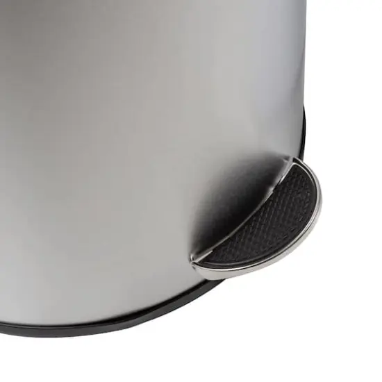 40L Semi-Round Stainless Steel Step Trash Can With Lid {5}