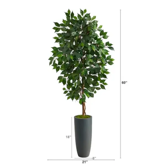 5ft. Ficus Artificial Tree in Gray Planter {3}