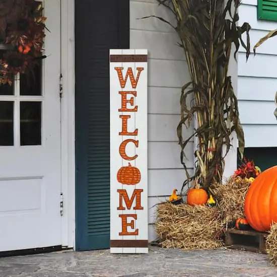 Glitzhome&reg; 42" Fall Wooden Welcome Porch Sign {3}