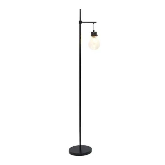 Lalia Home 5ft. Black Matte 1 Light Beacon Floor Lamp with Clear Glass Shade {3}