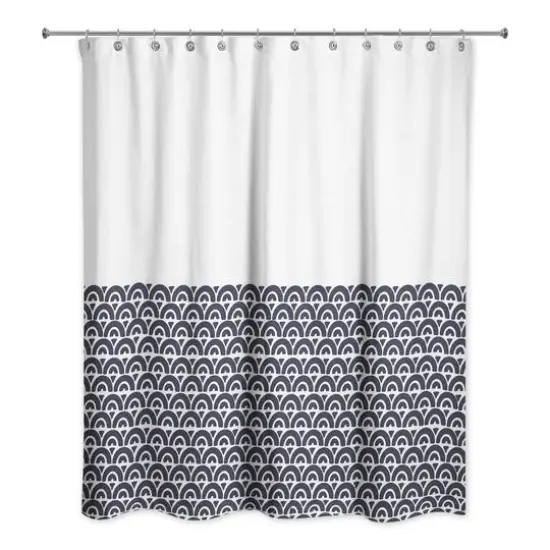 Navy Wavy Arch 71" x 74" Shower Curtain {1}